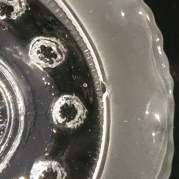 1930's Davidson Blackberry Prunt Clear Frosted Ruffled Oval Dish Vintage England - Picture 6 of 6